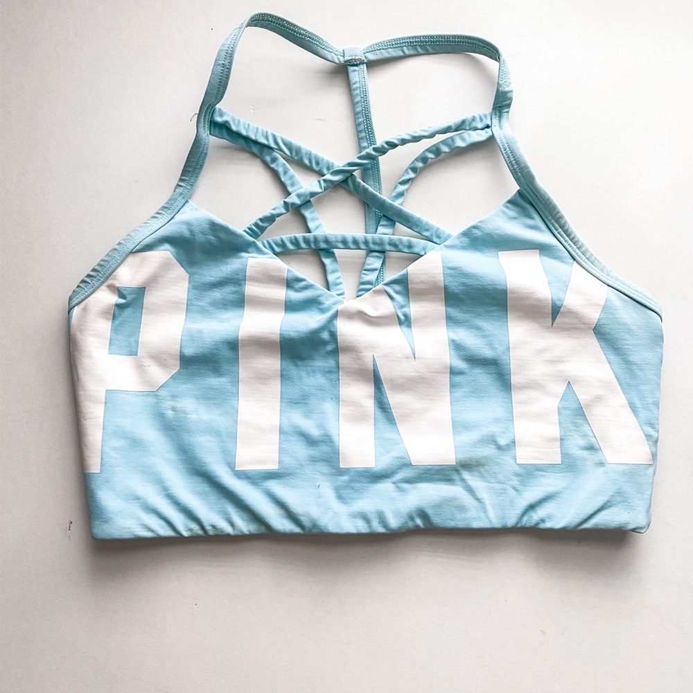 PINK Ultimate VS Sports Bra White & Blue